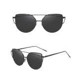 Sunglasses Trendy Cateye Round Bottom Oversized UV Protection Double Bridge Shades