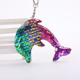 Marine Animal Dolphin Glitter Reversible Sequins Keychains Party Favors