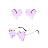 Sunglasses Fashion Heart Shape Tears Design Rimless Wave Eyewear Streetwear