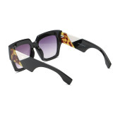 Sunglasses Multicolor Square Retro Flat Top Wide Spliced Arms With Frame