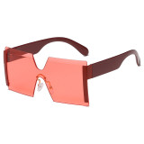 Sunglasses Multicolor Square Integrated Oversized Vintage Flat Top Frameless