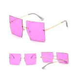 Sunglasses Gradual Square Cutting Lens Frameless UV Protection Retro Shades