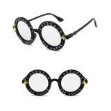 Sunglasses Multicolor Round Bees Sunglasses Retro With Letter Frame