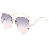 Sunglasses Metal Irregular Butterfly Shape Rimless Lens Wave Shape Arm Eyewear