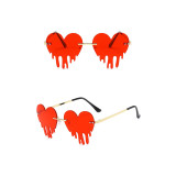 Sunglasses Fashion Heart Shape Tears Design Rimless Wave Eyewear Streetwear
