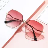 Sunglasses Multicolor Metal Frame V-Type Glasses Legs Oversized Polygon Lens Shades