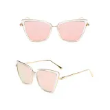 Sunglasses Trendy Cateye Trapezoidal Oversized UV Protection Vintage Retro Flat Top With Frame