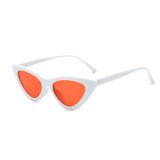 Multicolor White Frame Sunglasses Multicolor Triangle Funny Retro Vintage Narrow Cat Eye Shade With Frame