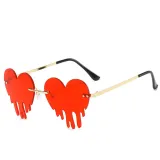 Sunglasses Fashion Heart Shape Tears Design Rimless Wave Eyewear Streetwear