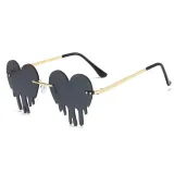 Sunglasses Fashion Heart Shape Tears Design Rimless Wave Eyewear Streetwear