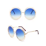Copy Sunglasses Multicolor Metal Double Circle Wire Frame Oversized Round Sunglasses