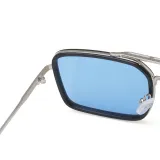 Sunglasses UV Protection Square Tinted Lens Vintage Double Bridge Frame Eyewear