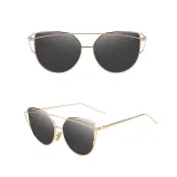 Sunglasses Trendy Cateye Round Bottom Oversized UV Protection Double Bridge Shades