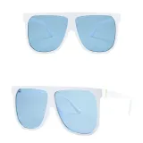 Sunglasses Multicolor Square Integrated Oversized Vintage Flat Top With Wide Frame
