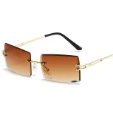 Sunglasses UV Protection Fashion Square Tinted Lens Vintage Rimless Eyewear