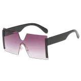Sunglasses Multicolor Square Integrated Oversized Vintage Flat Top Frameless