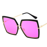 Sunglasses Multicolor Fashion Square Flat Mirrored Lens Metal Plastic Frame