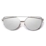Sunglasses Trendy Cateye Round Bottom Oversized UV Protection Double Bridge Shades