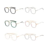 Sunglasses Trapezoid Double Bridge Transparent Lens Unique Design Frame Eyewear