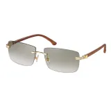 Sunglasses Square Imitate Wood Glasses Legs Tinted Lens Vintage Frameless Eyewear
