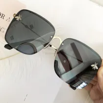 Sunglasses Multicolor Bee Gradient Lens Oversized Shades Retro Flat Top With Frame