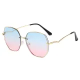 Sunglasses Multicolor Metal Frame V-Type Glasses Legs Oversized Polygon Lens Shades