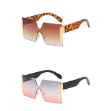 Sunglasses Multicolor Square Integrated Oversized Vintage Flat Top Frameless