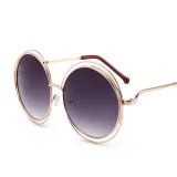Copy Sunglasses Multicolor Metal Double Circle Wire Frame Oversized Round Sunglasses