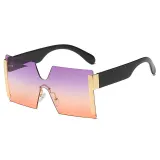 Sunglasses Multicolor Square Integrated Oversized Vintage Flat Top Frameless