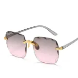 Sunglasses Gradual Square Cutting Lens Frameless UV Protection Retro Shades