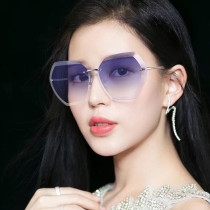 Sunglasses Gradual Polygonal Cutting Lens Frameless UV Protection Retro Shades