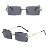 Sunglasses UV Protection Fashion Square Tinted Lens Vintage Rimless Eyewear
