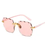 Sunglasses Gradual Square Cutting Lens Frameless UV Protection Retro Shades