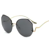 Sunglasses Metal Irregular Rimless Lens Wave Shape Arm Shades