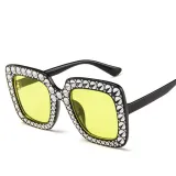 Sunglasses Multicolor Square Imitation Diamond Frame UV Protection Shades