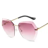 Sunglasses Gradual Polygonal Cutting Lens Frameless UV Protection Retro Shades