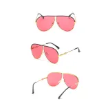 Sunglasses Retro Round Bottom Lens UV400 Mirrored Flat Top Eyewear