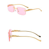 Sunglasses Small Square Lens Metal Leopard Glasses Legs Retro Eyewear