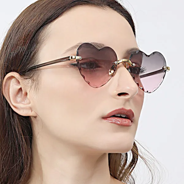 Sunglasses Gradual Heart Shaped Lens Frameless UV Protection Retro Shades