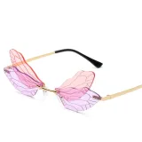 Sunglasses Multicolor Dragonfly Wing Rimless Eyewear Streetwear