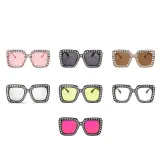 Sunglasses Multicolor Square Imitation Diamond Frame UV Protection Shades