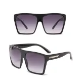 Sunglasses Trendy Cateye Trapezoidal Oversized UV Protection Retro Flat Top With Frame