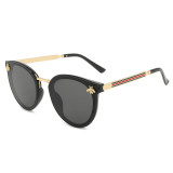 Sunglasses Multicolor Round Bottom Bees Stripe Oversized Sunglasses Retro Flat Top With Frame