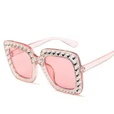Sunglasses Multicolor Square Imitation Diamond Frame UV Protection Shades