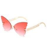 Sunglasses Multicolor Butterfly Rimless Sunglasses Hollow Out Letters Glasses