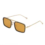 Sunglasses UV Protection Square Tinted Lens Vintage Double Bridge Frame Eyewear