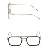 Sunglasses UV Protection Square Tinted Lens Vintage Double Bridge Frame Eyewear