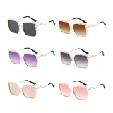 Sunglasses Multicolor Square Pearl Embellish Frame And Curve Sunglasses Legs