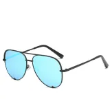 Sunglasses Multicolor Round Bottom Double Bridge Oversized Shades Retro Flat Top With Frame