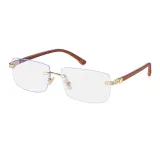 Sunglasses Square Imitate Wood Glasses Legs Tinted Lens Vintage Frameless Eyewear